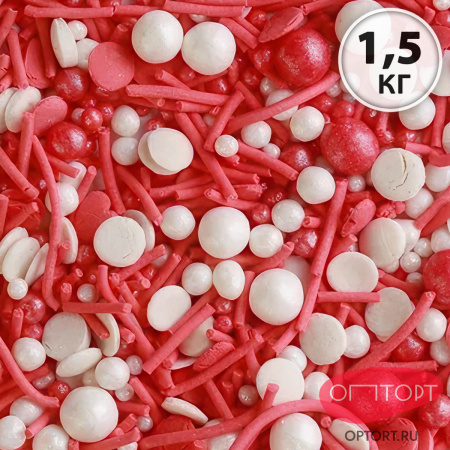 Драже МИКС зерновое (1009, красный, белый) 1,5 кг