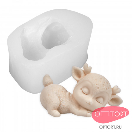 Силиконовый молд 3D «Спящий олененок хвостик кверху»