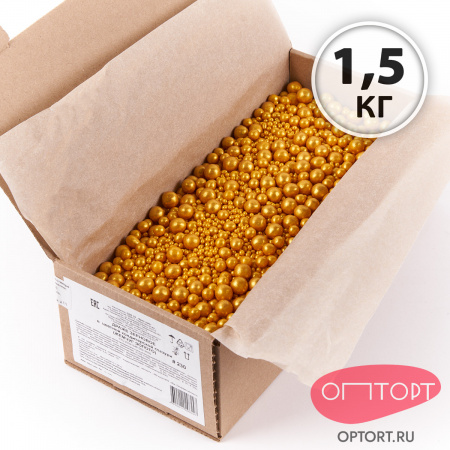 Драже зерновое в кондитерской глазури (230, Жемчуг золото) 1,5 кг