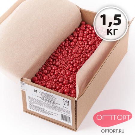 Драже зерновое в кондитерской глазури (164, Жемчуг красный) 1,5 кг