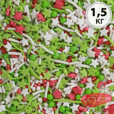 Драже МИКС зерновое (1041, белый, красный, зеленый) 1,5 кг