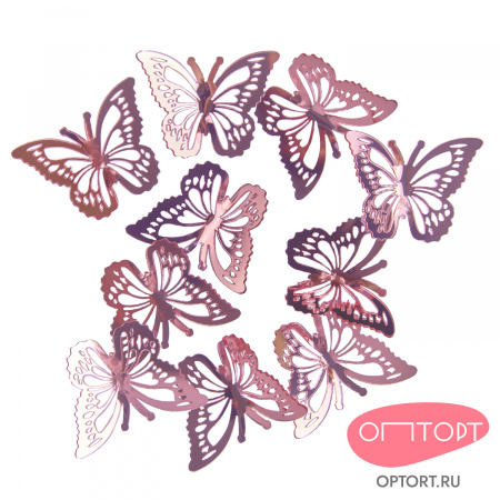 Бабочки из акрила для декора, розовые, 10 шт