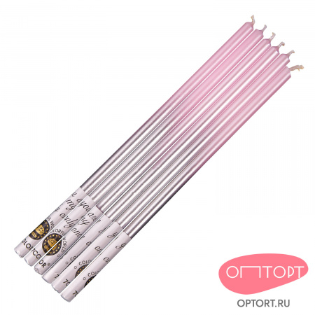 Набор свечей для торта «Жемчуг» (розовый с серебром, 14 см) 6 шт